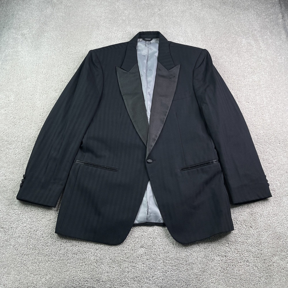Vintage Christian Dior Monsieur Jacket Mens 40 R Black Tuxedo Peak Lapel USA